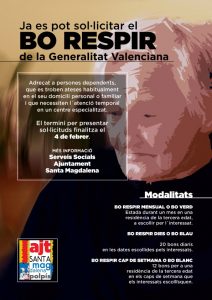 Abierto el plazo para solicitar el Bono Respiro de la Generalitat Valenciana